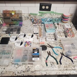 HUGE bundle jewelry making beads wire cord tools storage hardware